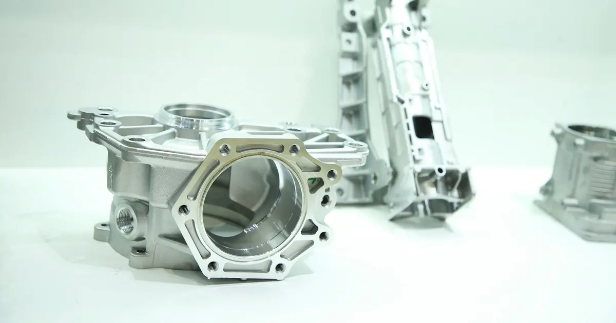 Cast metal housings with ribs, bolt bosses and a machined bore, typical of die casting parts made in Vietnam